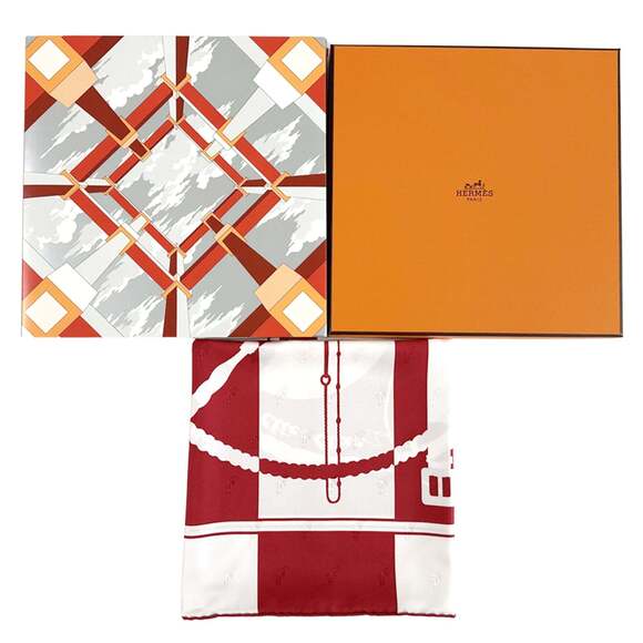 HERMES Red Silk Scarf - Picture 7 of 7